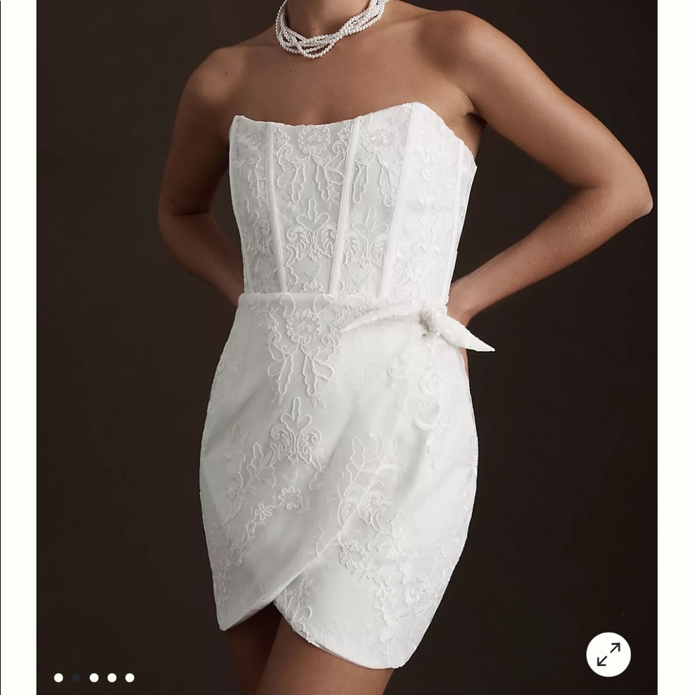 V Chapman Nigella Corset Side Wrap Lace Mini Dress